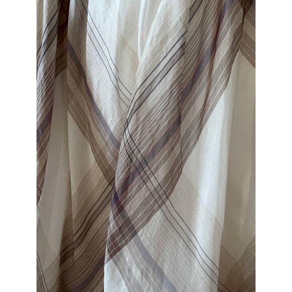 Talbots Pure Silk Organza Midi Skirt Cream Plaid 16 - Picture 3 of 6